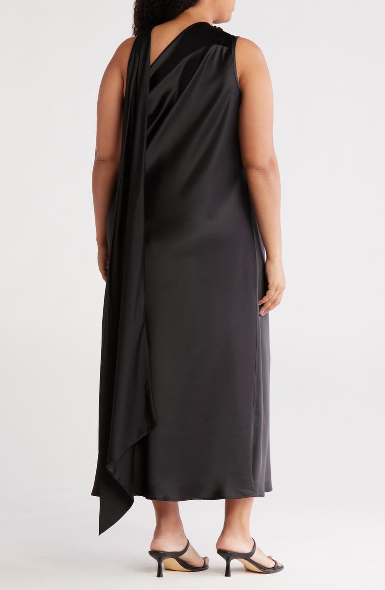 Renee C Scarf Neck One-Shoulder Maxi Dress, Alternate, color, Black