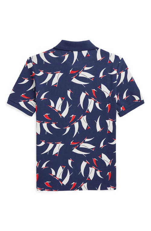 Polo Ralph Lauren Big Boys Sailboat-print Polo Shirt In Blue
