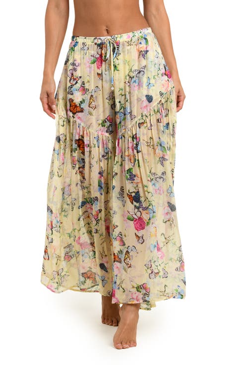 Garden Butterflies Wide Leg Cover-Up Pants
