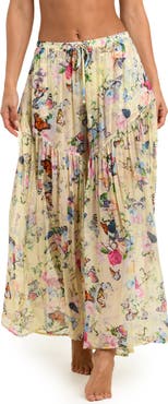 L'AGENCE Garden Butterflies Wide Leg Cover-Up Pants