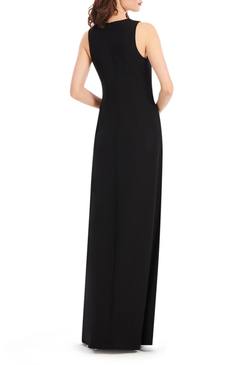 Floral Appliqué Embellished Crepe Gown, Alternate, color, BLACK