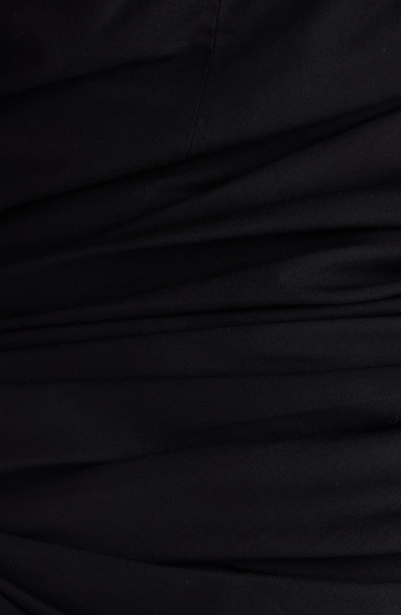 Chloé Draped Organic Cotton Poplin Dress, Alternate, color, Black