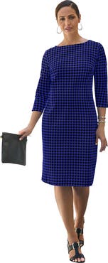 Jessica London Stretch Cotton Boatneck Shift Dress (plus)
