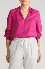 Universal Standard Aix Linen Blend Button-Up Shirt