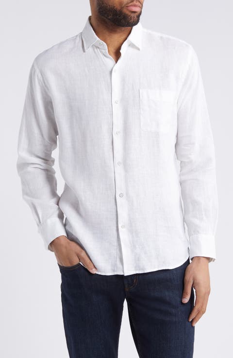 Coastal Garment Dyed Linen Button-Up Shirt