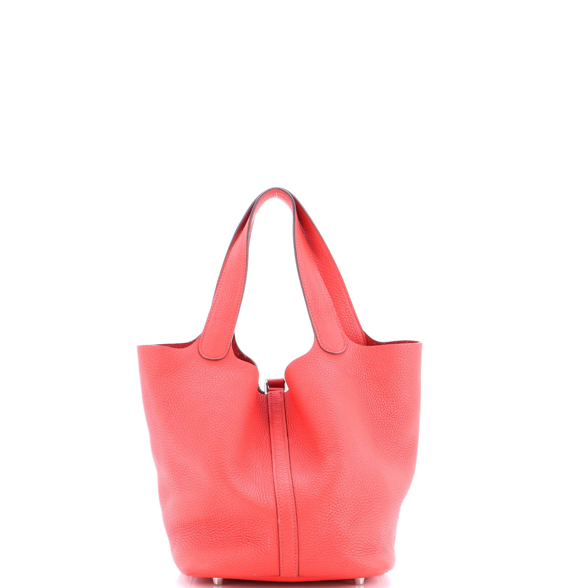 Pre-Owned Hermes Picotin Lock Bag Clemence MM, Alternate, color, Rouge Tomate