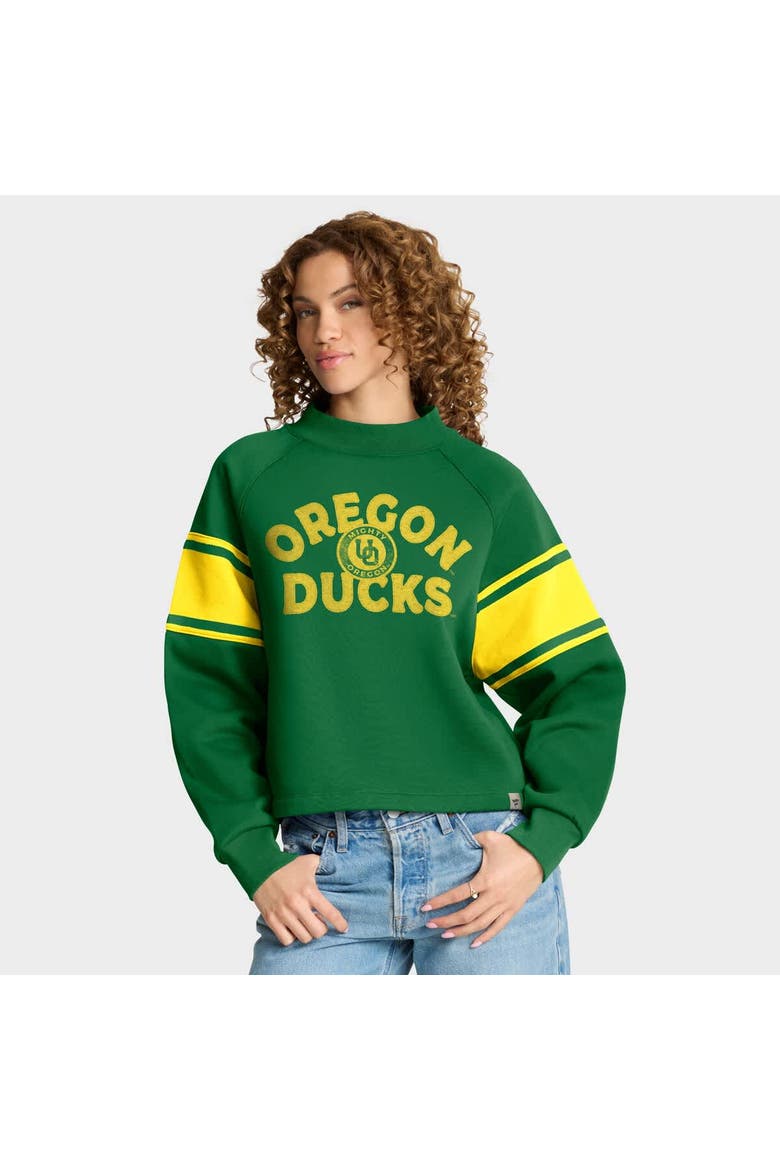 Women's Fanatics Green Oregon Ducks Oversized Hometown Premium Punt Coverage Raglan Pullover Sweatshirt, Main, color, Green