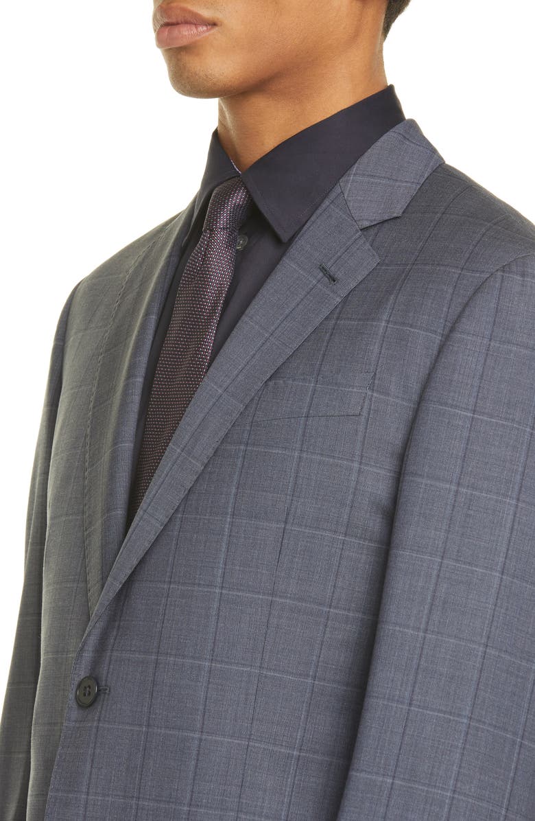 Emporio Armani G Line Trim Fit Windowpane Wool Suit, Alternate, color,