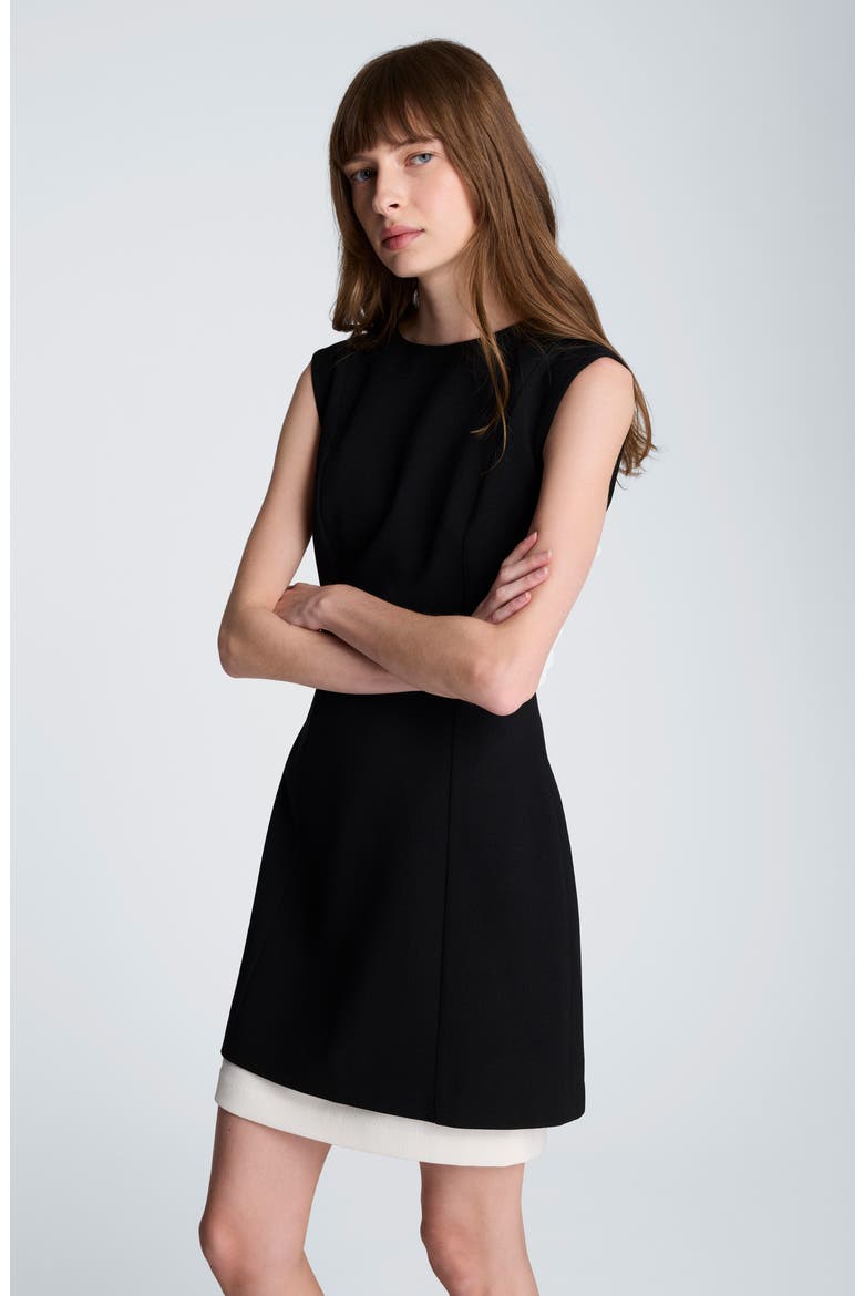 Colorblock Hem Fit and Flare Dress, Alternate, color, BLACK/ NATURAL WHITE