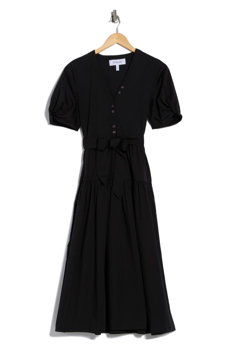 Natalia Mixed Media Dress, Alternate, color, BLACK