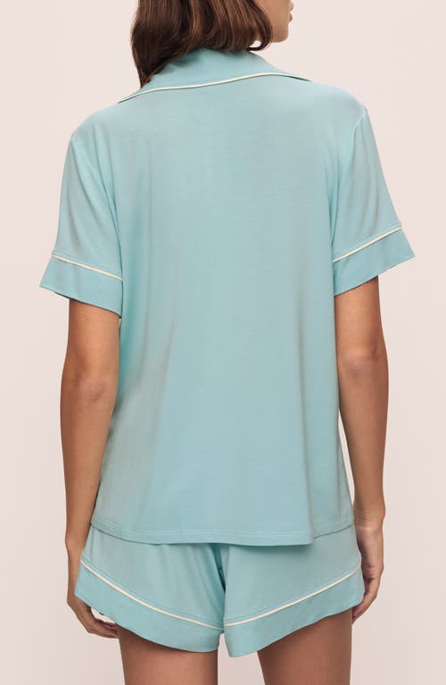 Eberjey Gisele Relaxed Jersey Knit Short Pajamas In Canal Blue/ivory