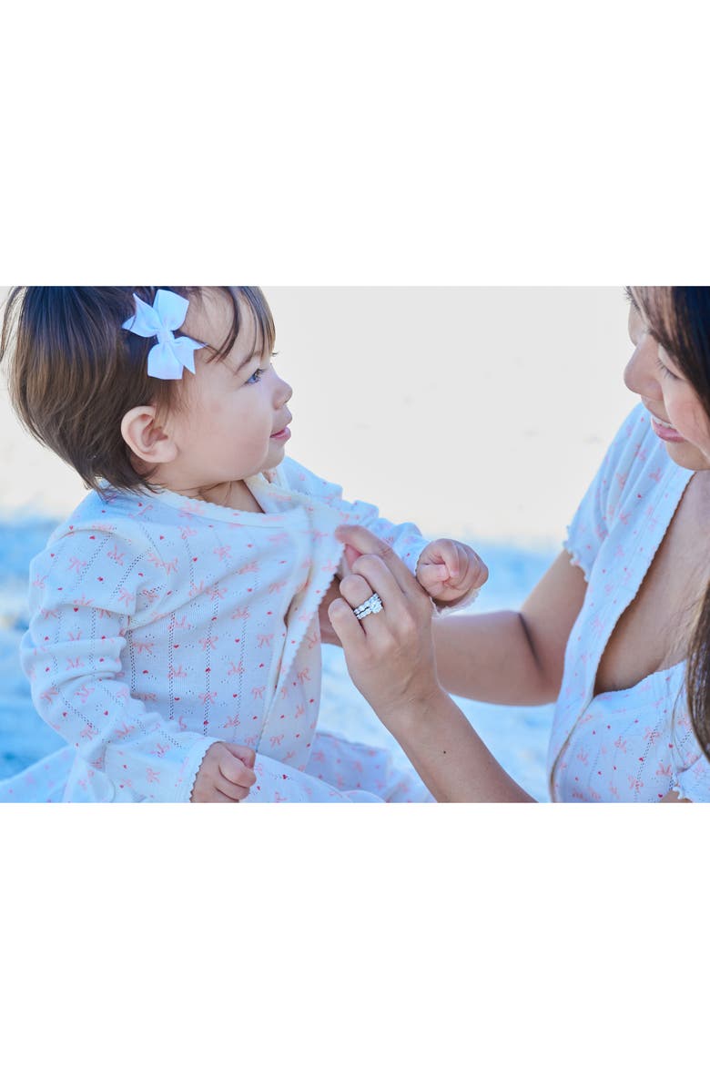 Magnetic Me Heart 'n' Bow Organic Cotton Pointelle Footie, Alternate, color, Hebow