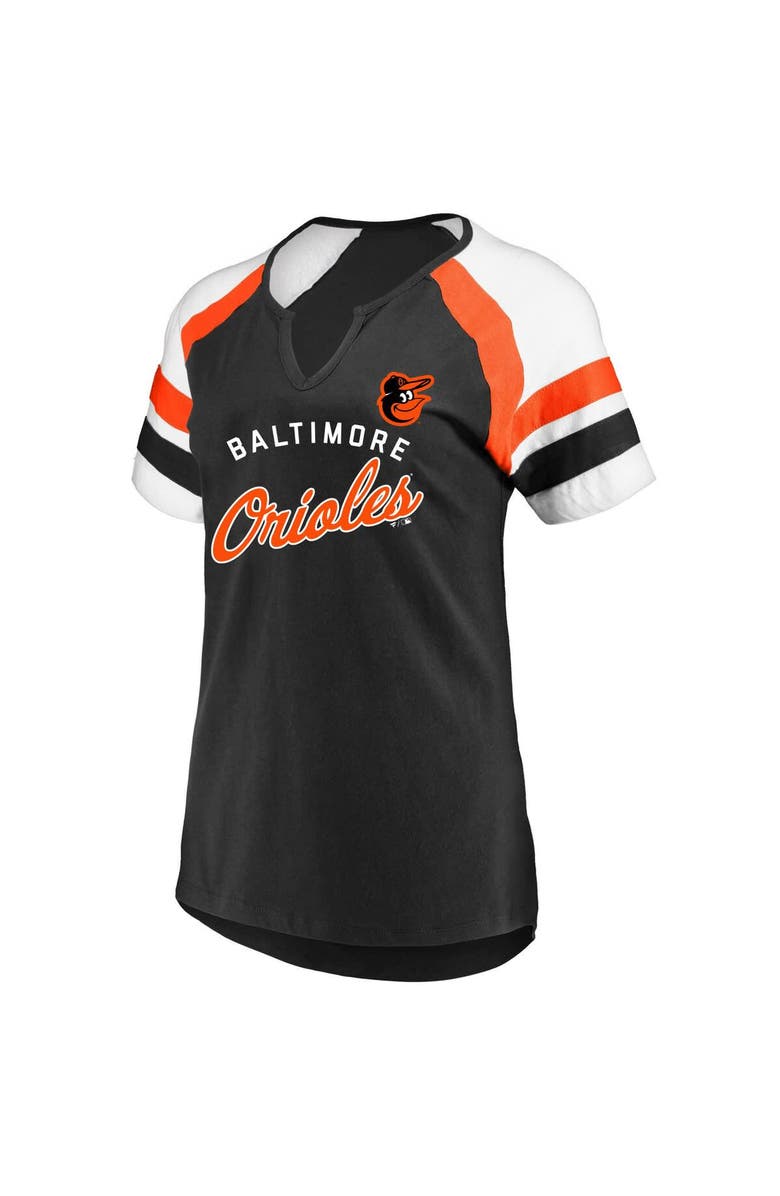 PROFILE Women's Profile  Black Baltimore Orioles Arched Notch Neck T-Shirt, Alternate, color, 