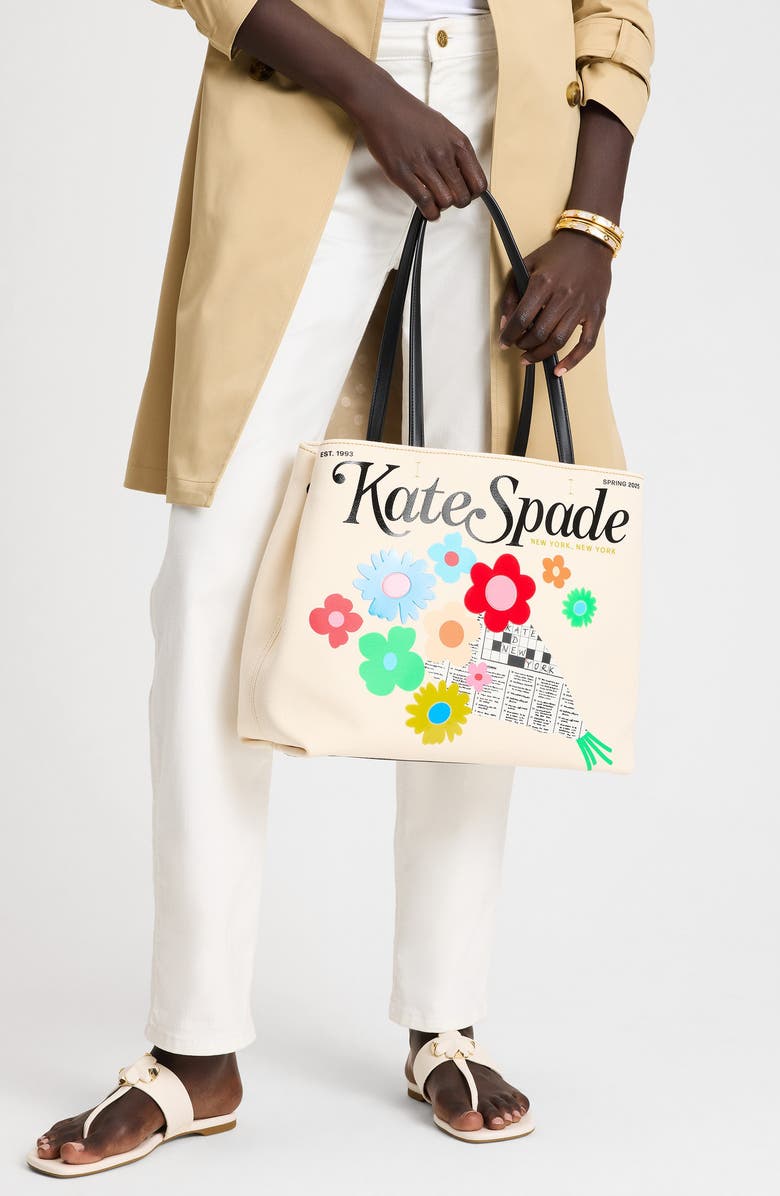 Kate Spade New York fresh picks canvas tote, Alternate, color, Beige Multi