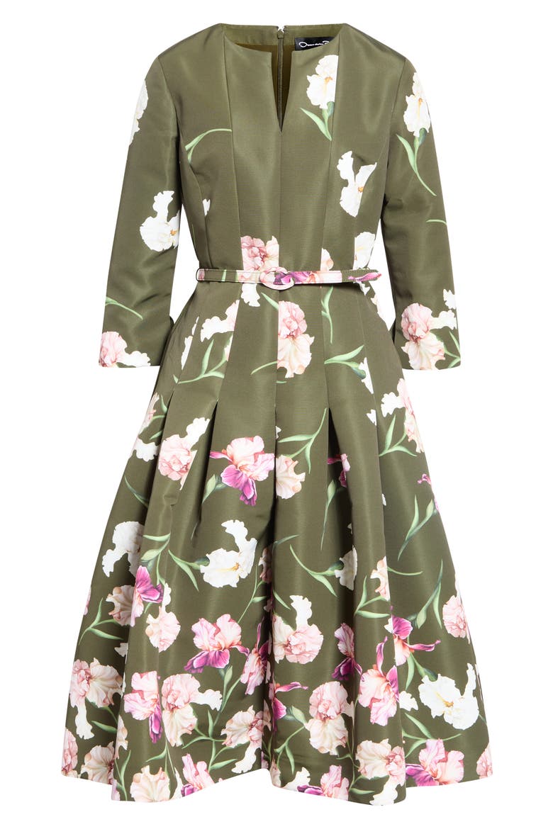 Painted Iris Belted Long Sleeve Dress, Alternate, color, DARK MOSS MULTI
