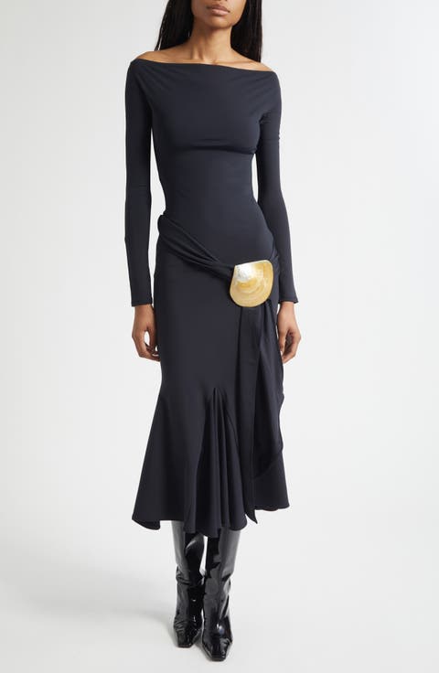 Shell Belt Long Sleeve Mermaid Dress