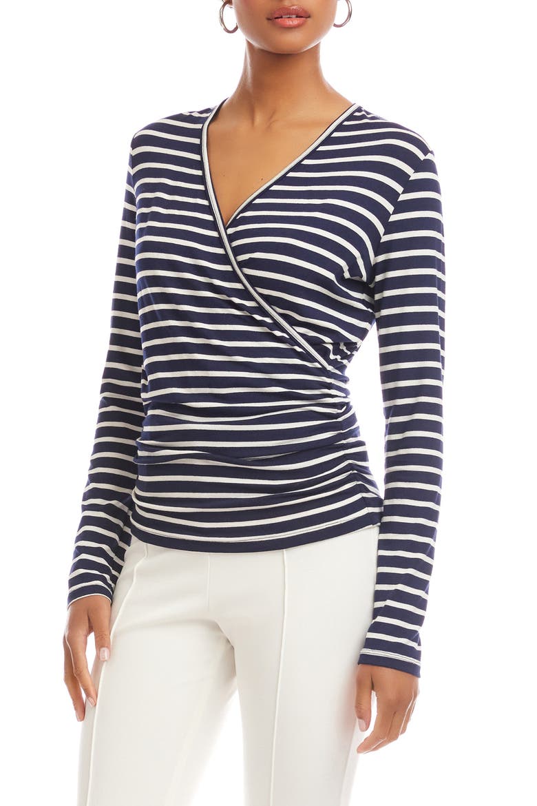 Stripe Crossover Ruched Top, Alternate, color, STRIPE