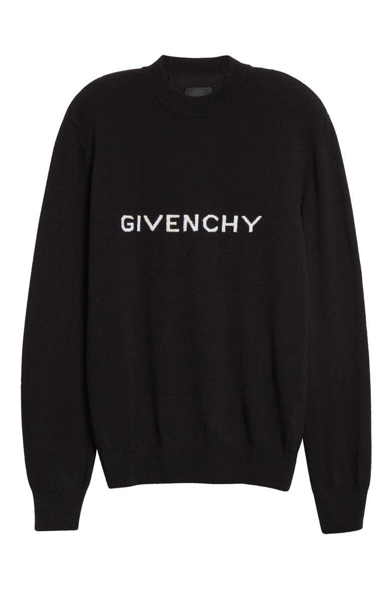 Archetype Logo Intarsia Wool Crewneck Sweater, Alternate, color, BLACK