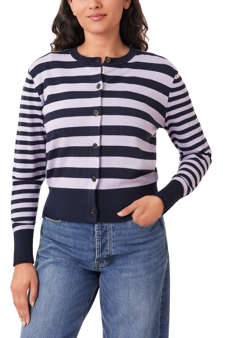 Stripe Cardigan, Alternate, color, SKY CAPTAIN/ LAVENDER STRIPE
