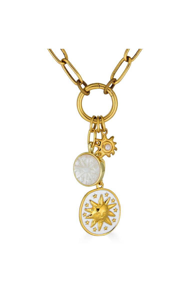 Celestial Charm Cluster Necklace, Alternate, color, Gold