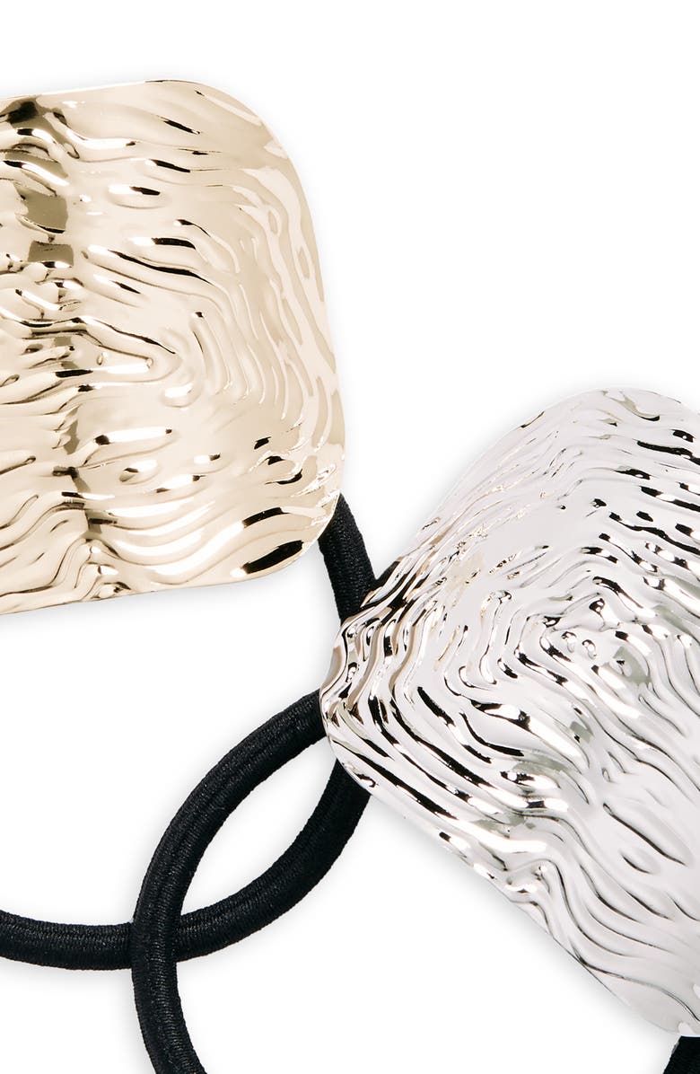 Tasha Textured Metal 2-Pack Hair Ties, Alternate, color,