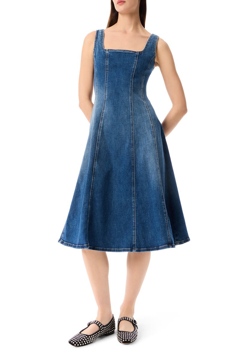 Robert Rodriguez Nova Sleeveless Seamed Denim Midi Dress, Main, color, Waterfall Wash