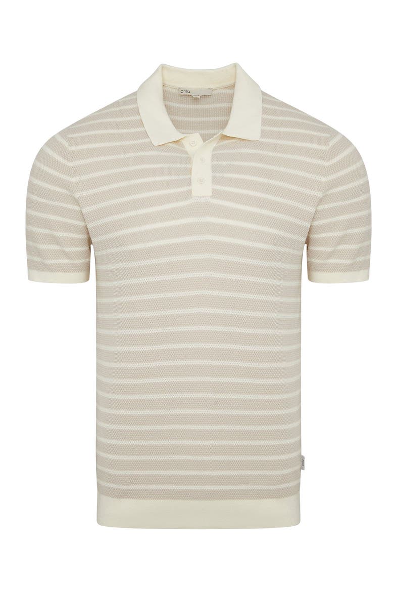 Cotton Textured Knit Polo Tee, Alternate, color, Stone/Egret