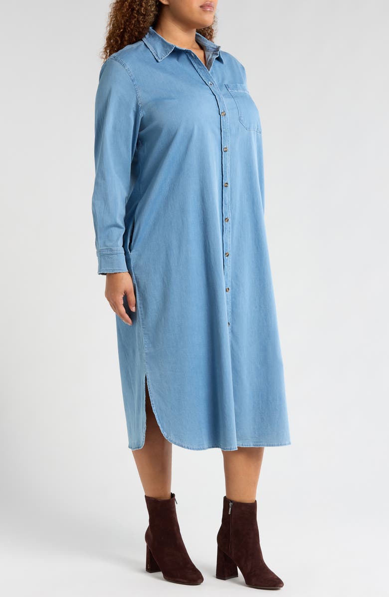 Universal Standard Odeon Long Sleeve Chambray Shirtdress, Alternate, color, Cove Blue