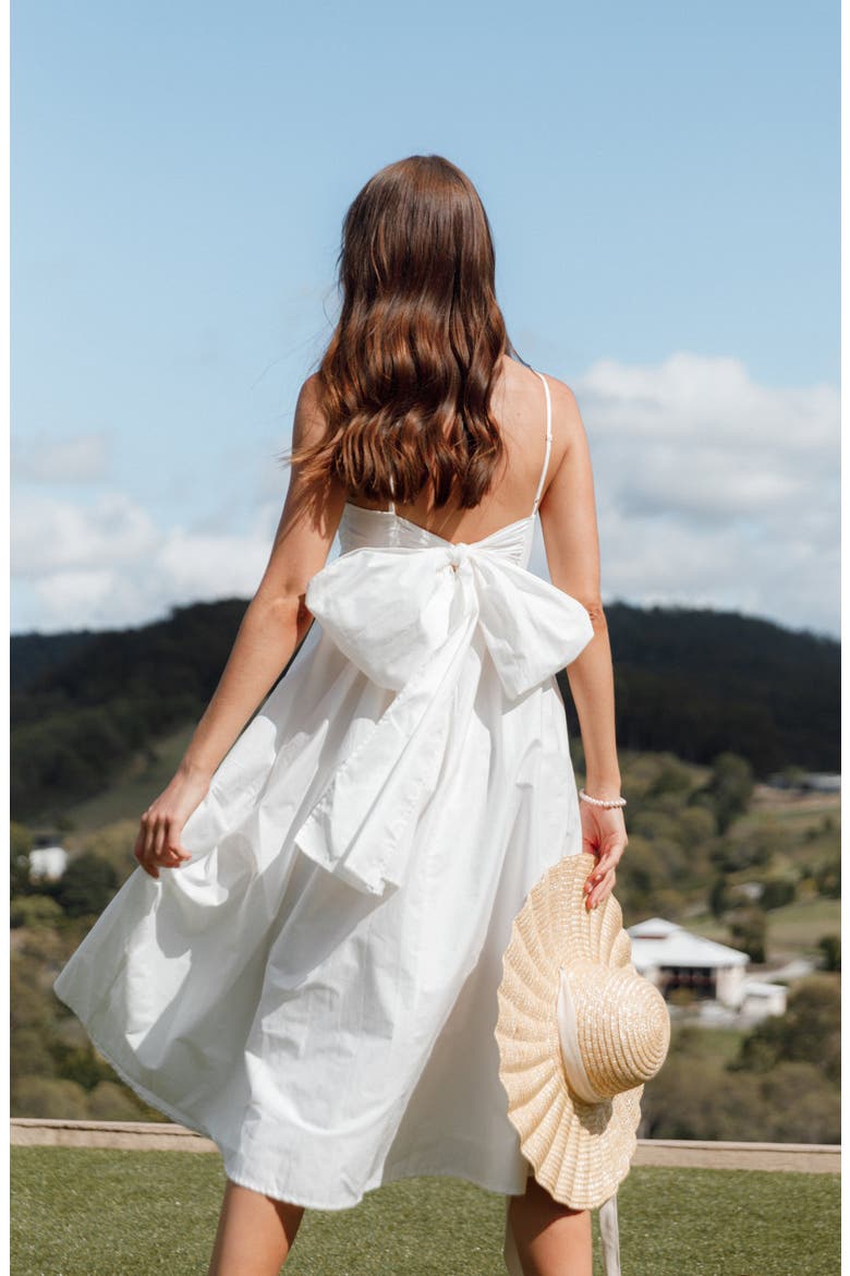 Alice Bow Back Sleeveless Midi Dress, Alternate, color, WHITE