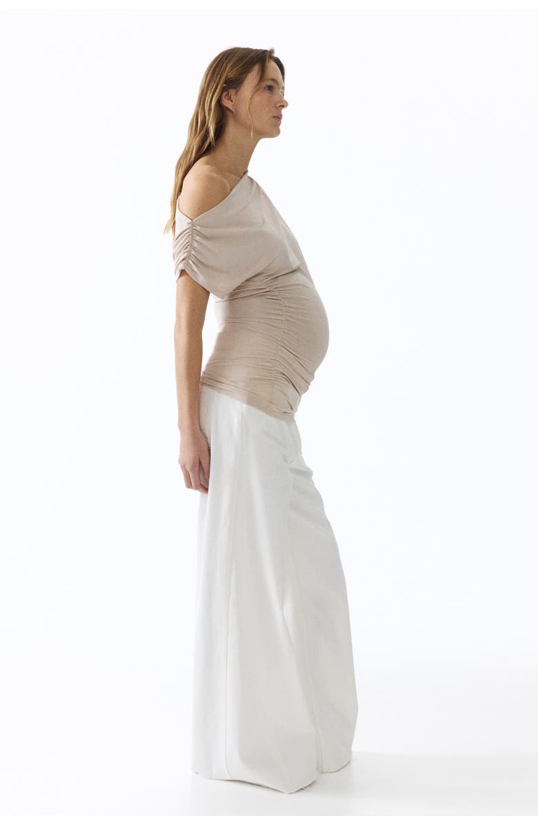 H&M Mama Draped One-shoulder Top, Alternate, color, Light Beige