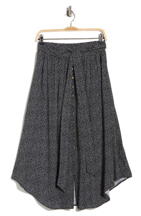 Dot Curved Hem Skirt
