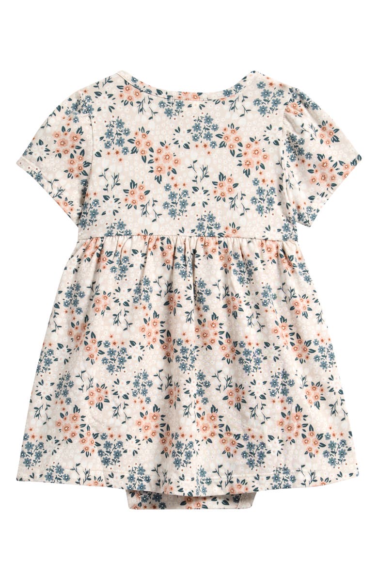 Petit Lem Spring Flowers Cotton Blend Dress & Bloomers Set, Alternate, color, Beige