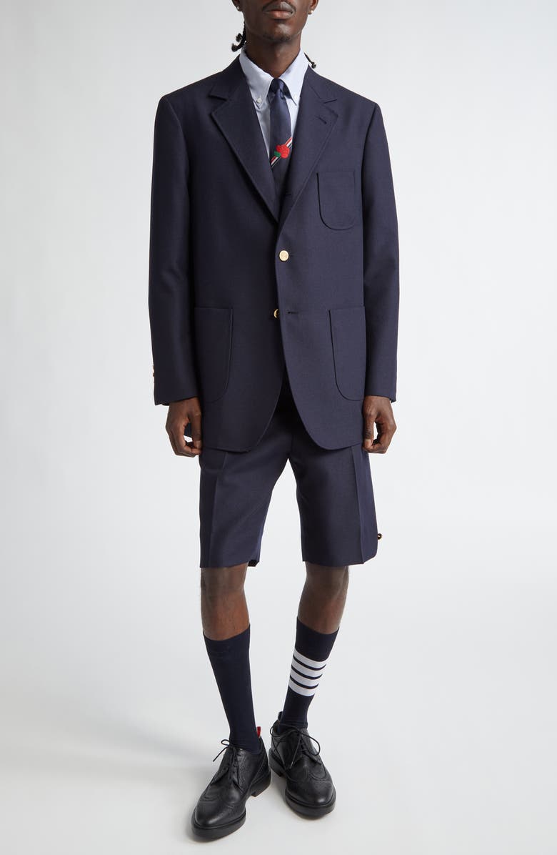 Thom Browne Martingale Virgin Wool Shorts, Alternate, color, 