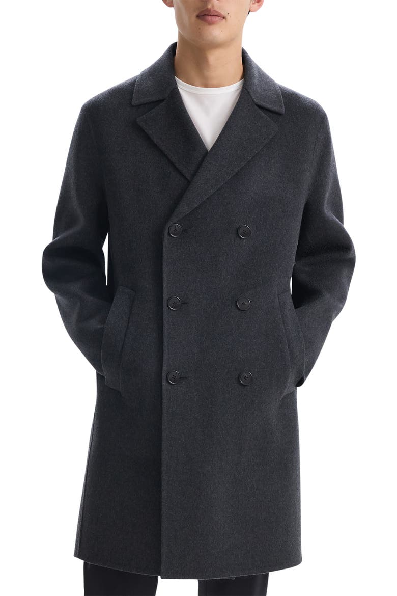 Double Breasted Wool & Cashmere Coat, Main, color, DARK CHARCOAL