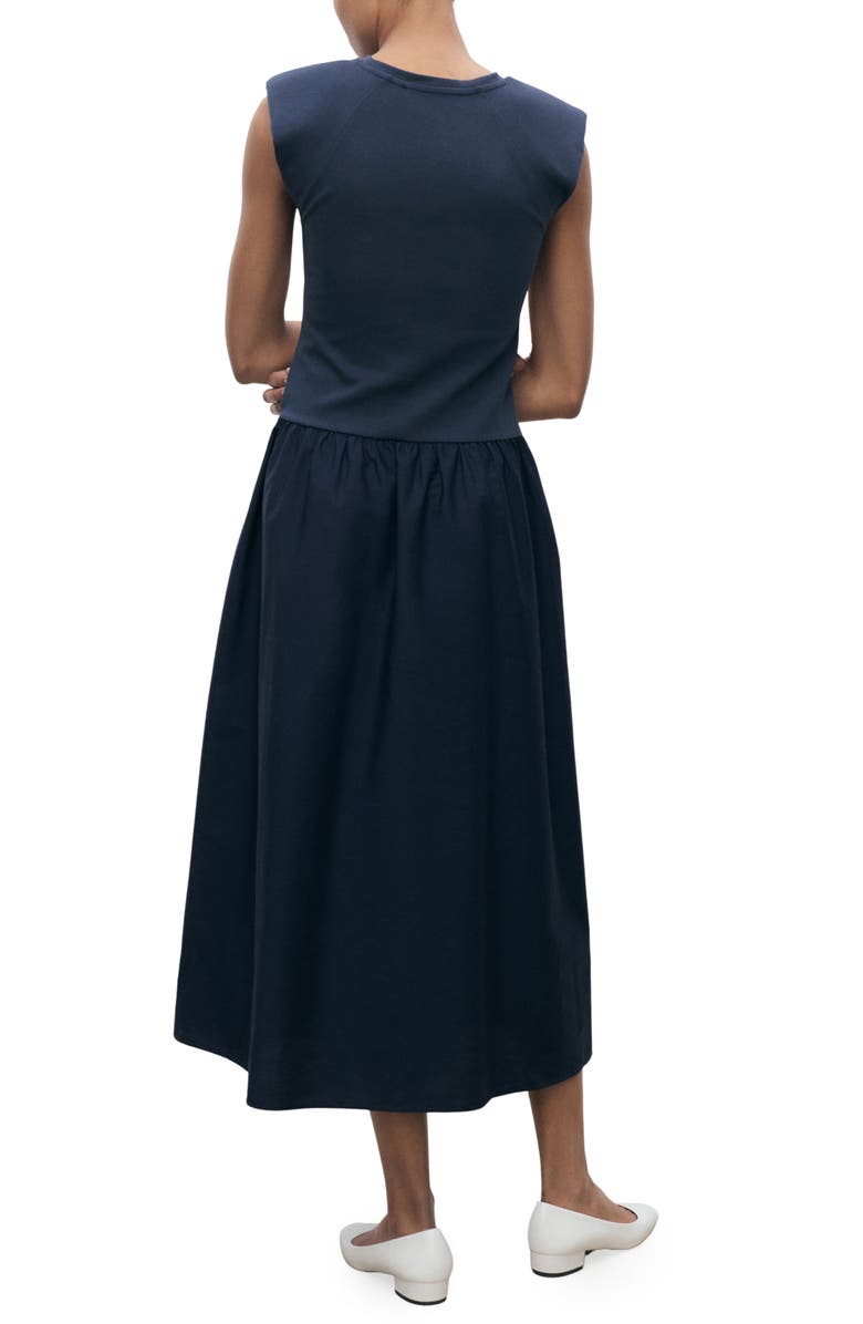 MANGO Shoulder Pad Maxi Dress, Alternate, color, Navy