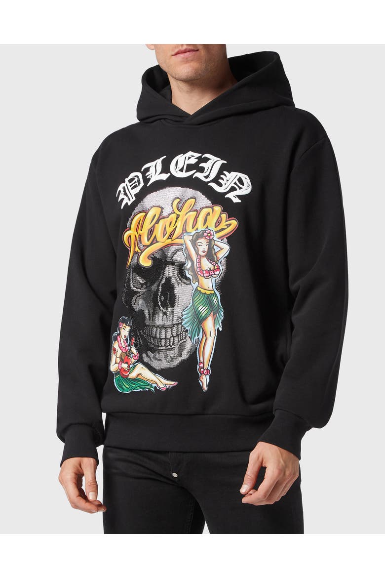 Hoodie Sweatshirt Hawaii Men, Main, color, black
