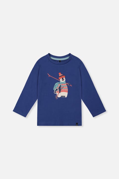 Organic Cotton Crew Neck Penguin Graphic Long Sleeve T-Shirt