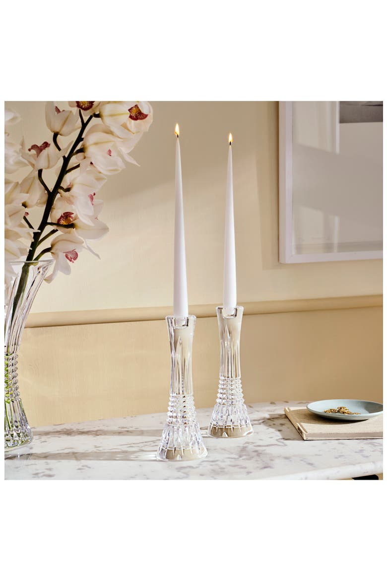 Lismore Diamond Set of 2 10-Inch Crystal Candlesticks, Alternate, color, CLEAR