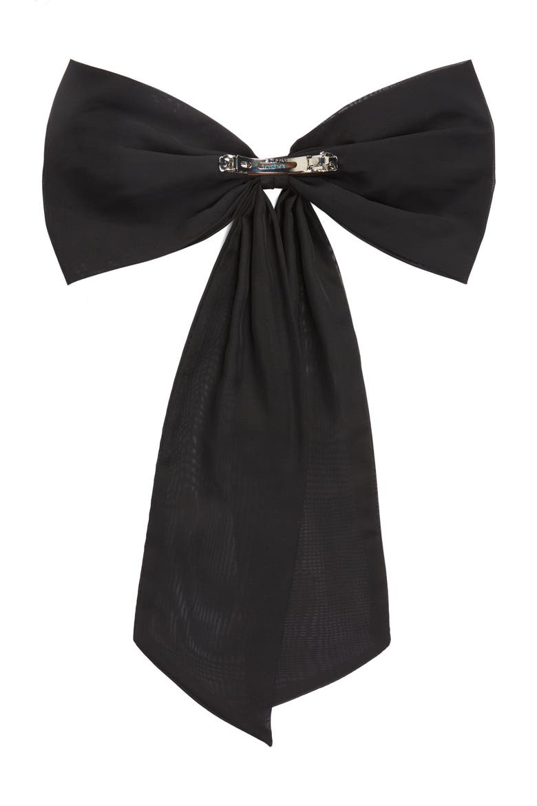 Fabric Hair Bow, Alternate, color, BLACK