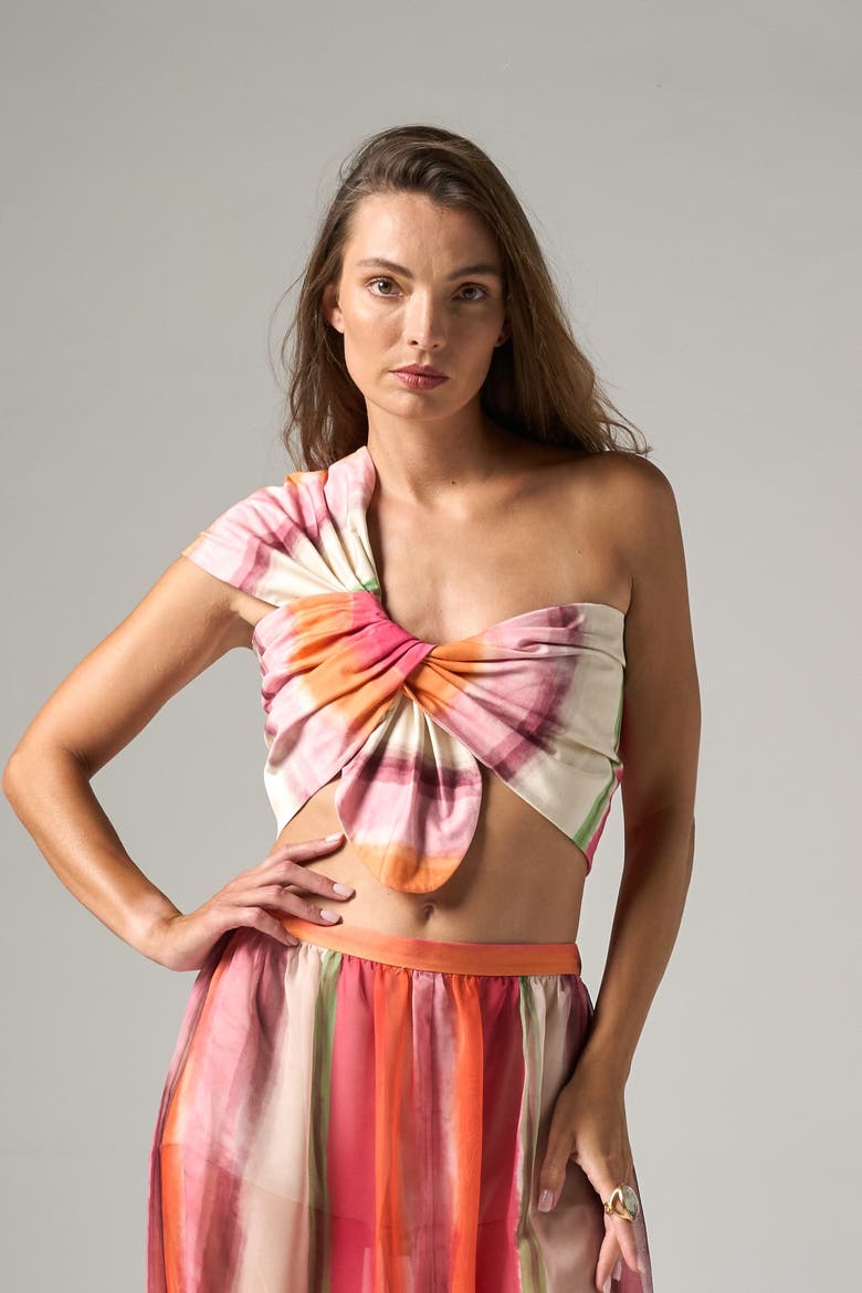 Sol Top in Striped Sateen, Main, color, Pink Multi