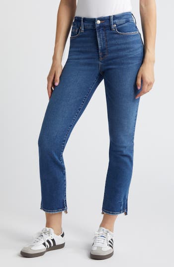 GOOD AMERICAN GOOD AMERICAN GOOD LEGS STEP HEM ANKLE STRAIGHT LEG JEANS