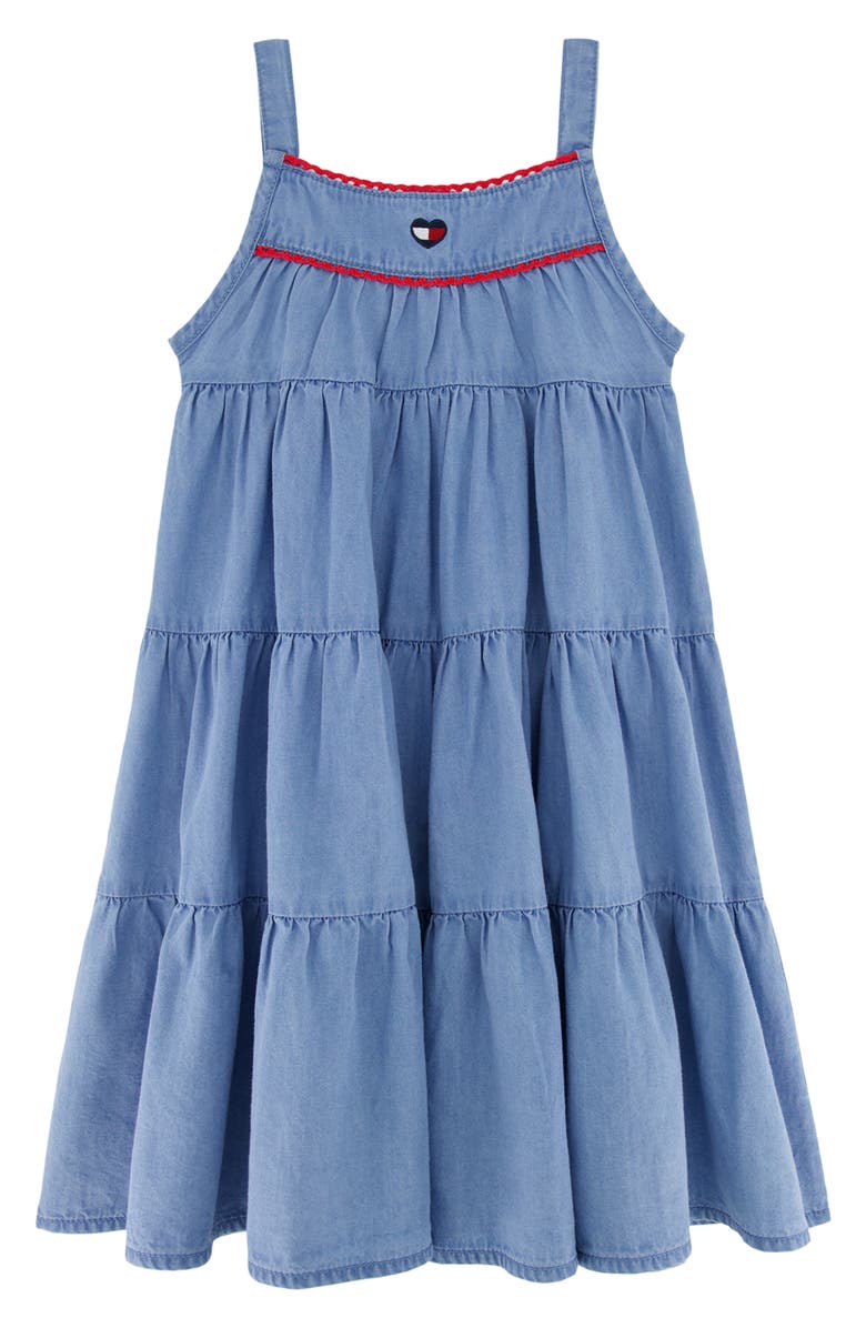 Tommy Hilfiger Kids' Tiered Denim Dress, Main, color, Denim