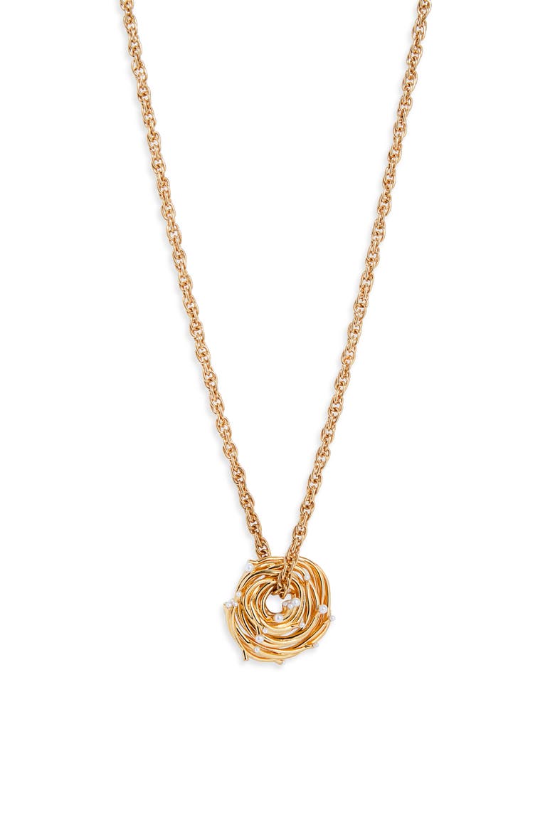 Faux Pearl Nest Necklace, Main, color, PEARL
