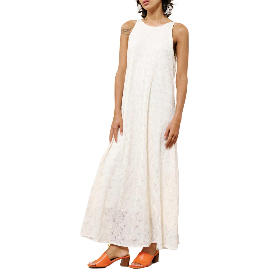 Frnch Eliza Strappy Back Cotton Blend Maxi Sundress In White