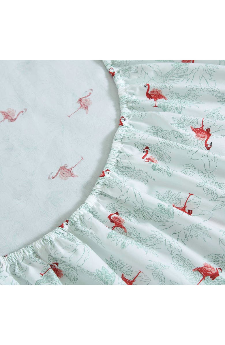 Tommy Bahama Flamingo Santa Cotton Percale Sheet Set, Alternate, color, Aqua/ Red