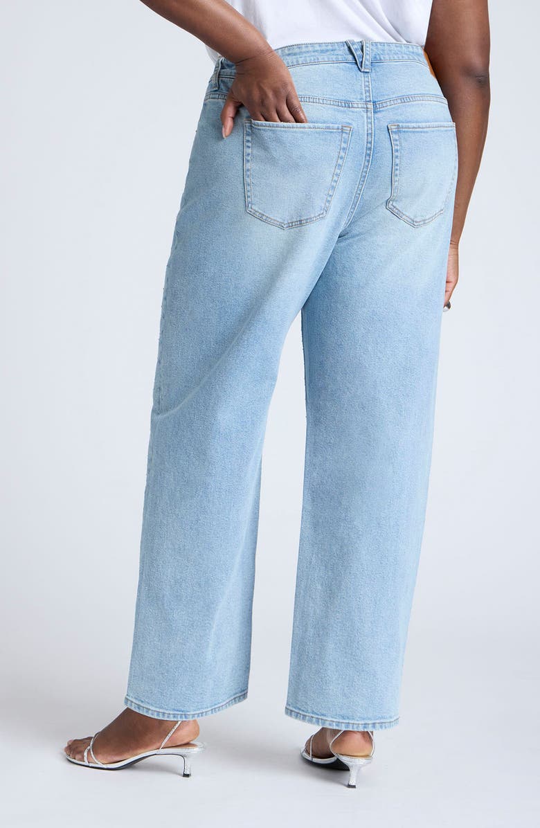 ELOQUII The Naomi Rhinestone Embellished High Waist Straight Leg Jeans, Alternate, color, 