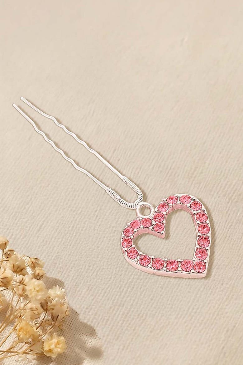 Crystal Heart Pink  Pin, Alternate, color, Pink