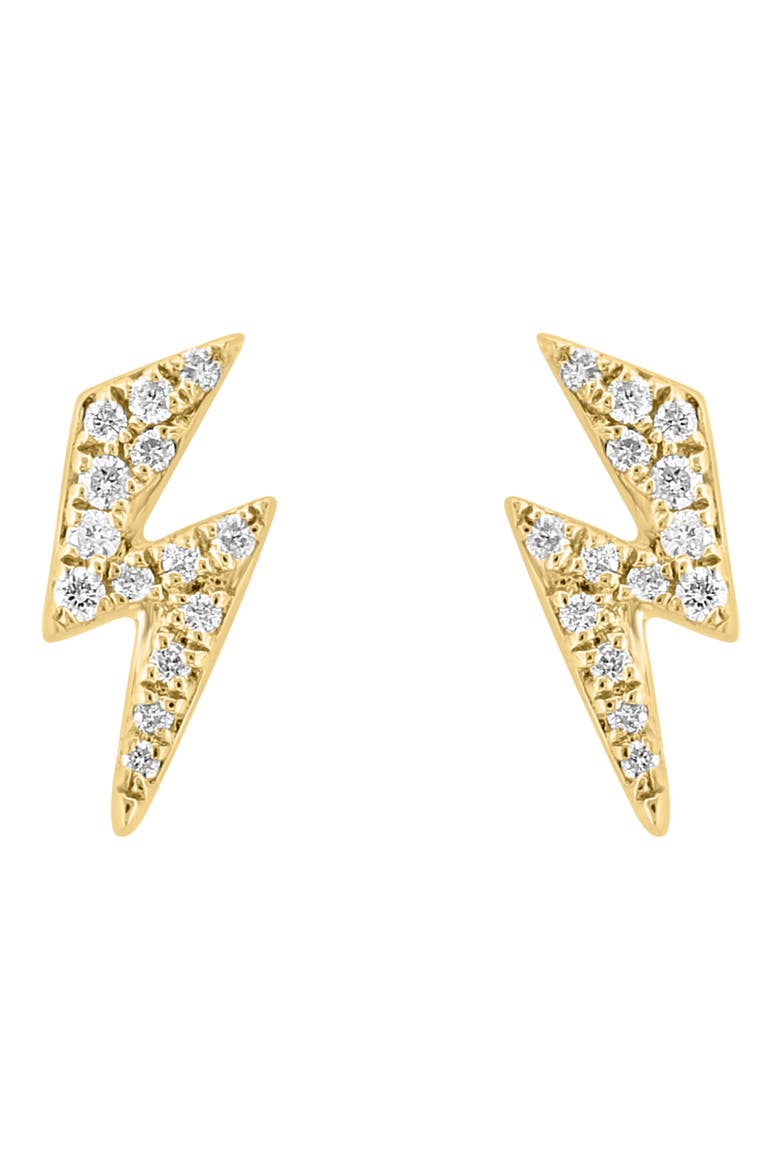 Pavé Diamond Lightning Bolt Stud Earrings, Alternate, color, GOLD