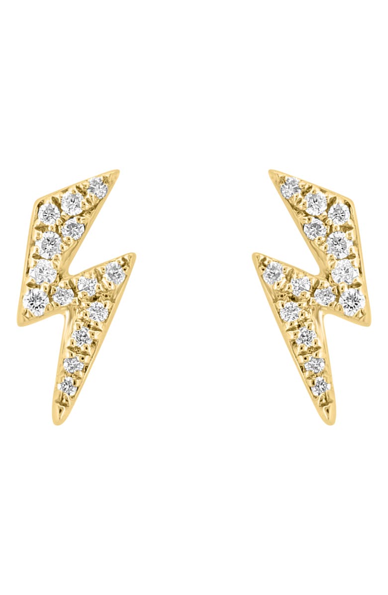 EFFY Pavé Diamond Lightning Bolt Stud Earrings, Alternate, color, Gold