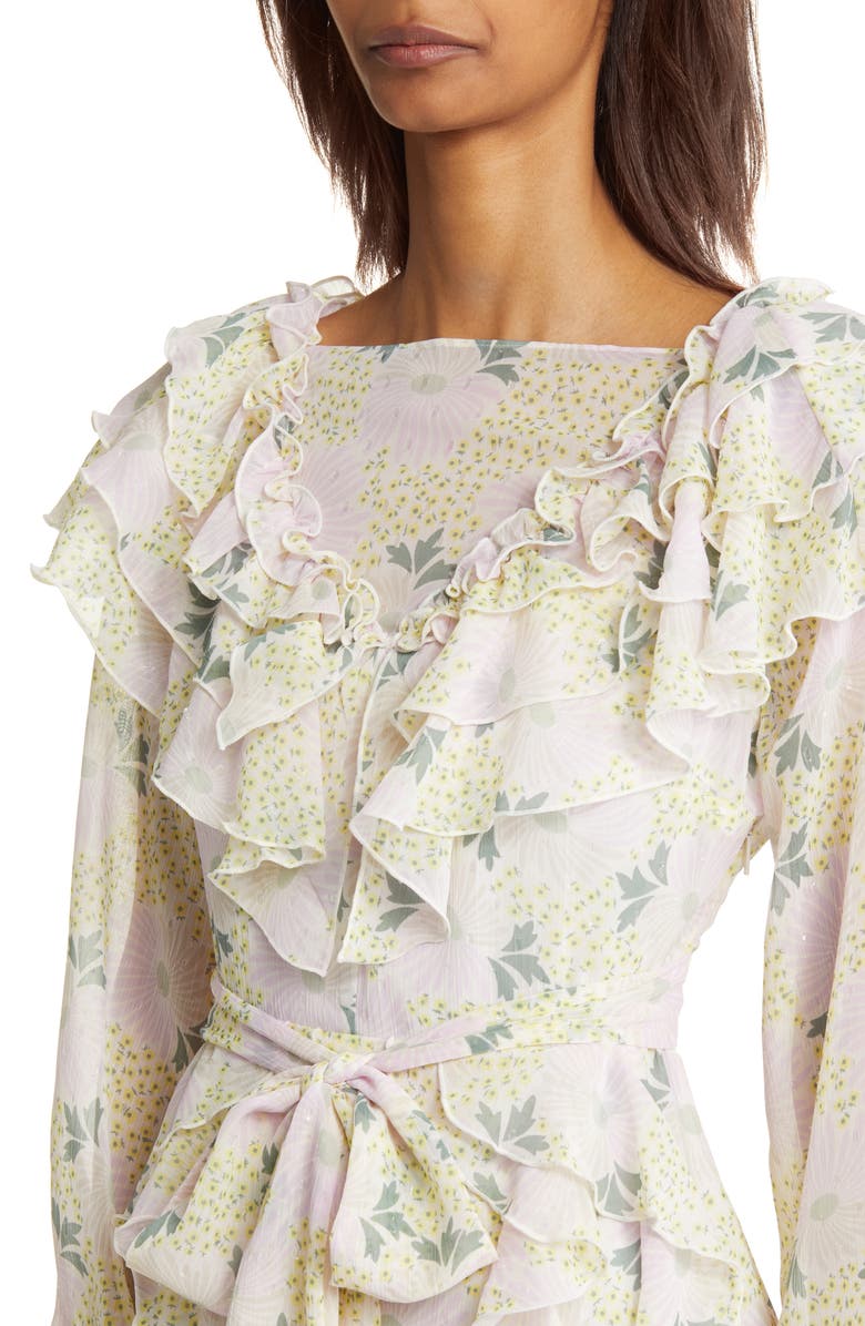 Ted Baker London Vivyana Floral Long Sleeve Chiffon Gown, Alternate, color, 